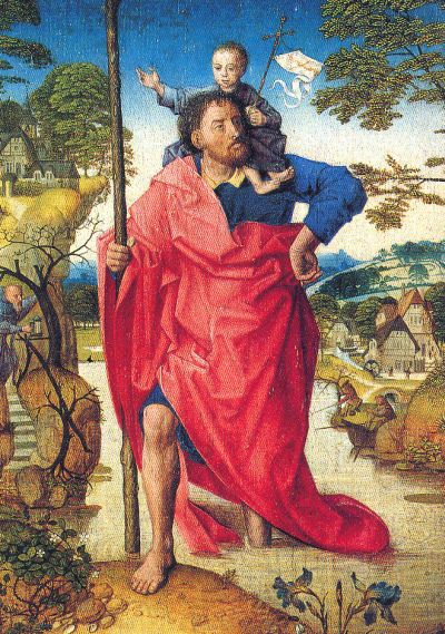he's for real, lucky for us a holy card of St Christopher