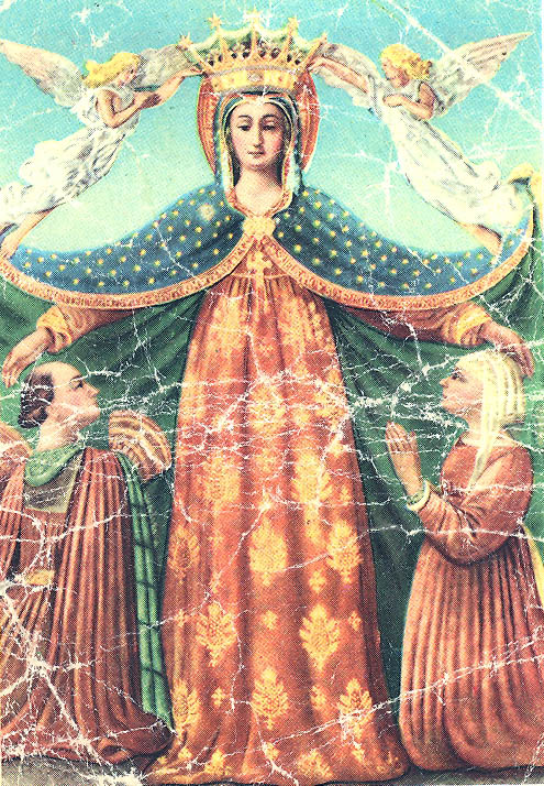 she's the Queen of Heaven, dammit an antique picture of the Virgin Mary