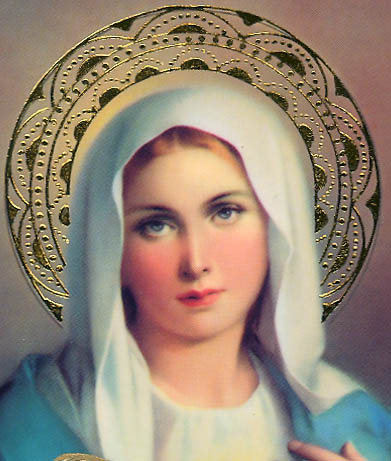 there's something about Mary a holy card of the Virgin Mary