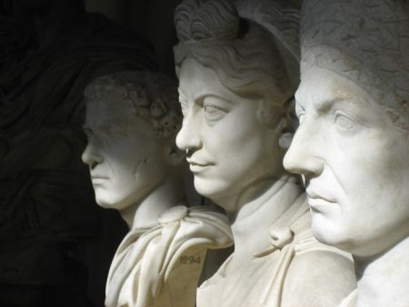three roman busts