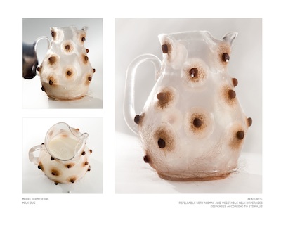 a milk jug covered with nipples