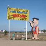 welcome sign to Flinstone land
