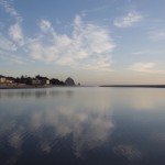 an estuary at sunset