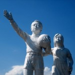 a statue of two children